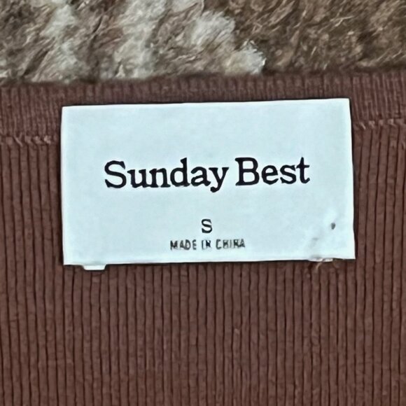 NWOT Aritzia/Sunday Best Izzy Cropped Cardigan in Cognac Brown, Size S - Picture 8 of 9